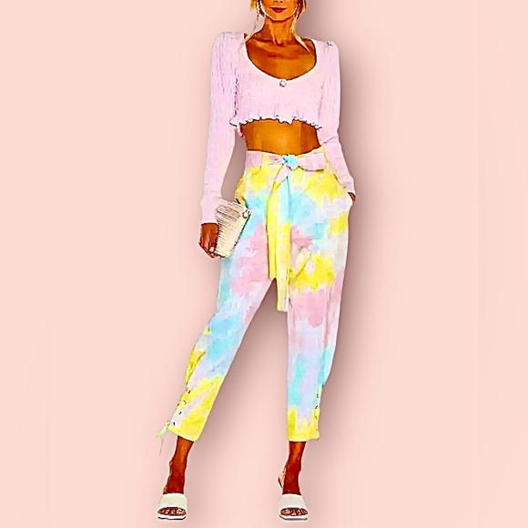 Love Shack Fancy (Jeans) Pants Tao (pastel) Radical Tie dye EUC - Picture 1 of 15
